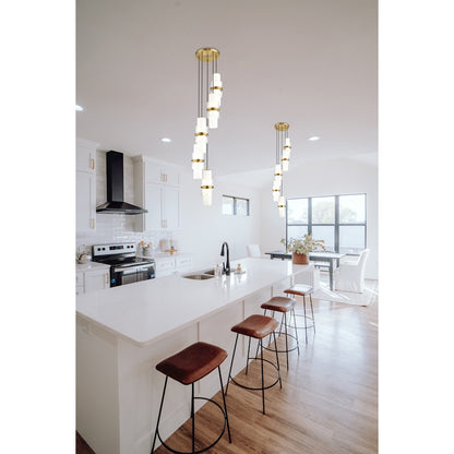 5 Light Chandelier, Modern Gold