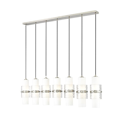 Z-Lite Cayden 7 Light Linear Chandelier, Nickel/Clear/Etched Opal - 1946P-7L-BN