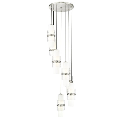 Z-Lite Cayden 7 Light Chandelier, Brushed Nickel/Clear/Etched Opal - 1946P-7R-BN