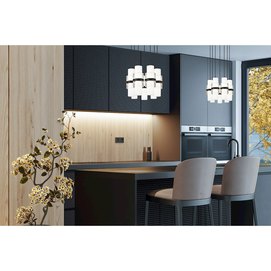 7 Light Chandelier, Matte Black