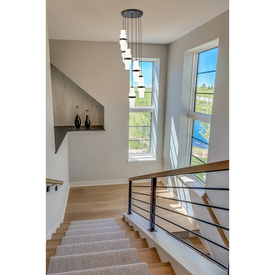 7 Light Chandelier, Matte Black