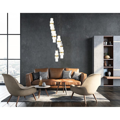 7 Light Chandelier, Modern Gold