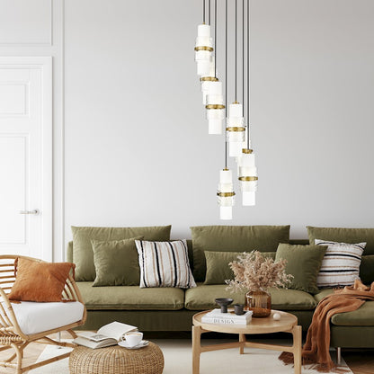 7 Light Chandelier, Modern Gold