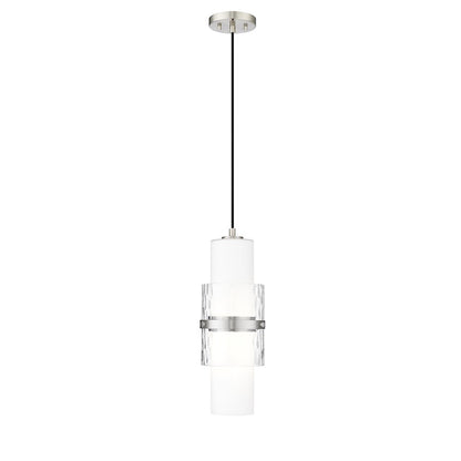 Z-Lite Cayden 1 Light 6.50" Pendant, Brushed Nickel/Clear/Etched Opal - 1946P-BN