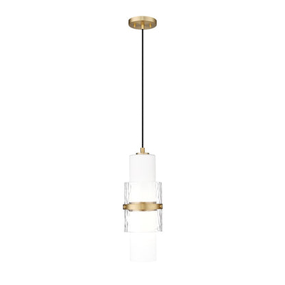 Z-Lite Cayden 1 Light 6.50" Pendant, Modern Gold/Clear/Etched Opal - 1946P-MGLD