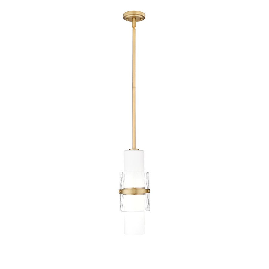 Z-Lite Cayden 1 Light 6.50" Pendant, Gold/Clear/Etched Opal - 1946P-ROD-MGLD