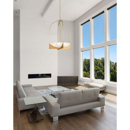 8 Light Chandelier, Modern Gold