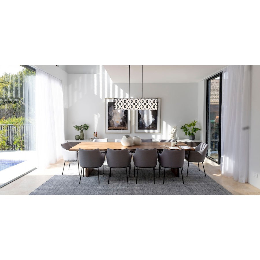 10 Light Linear Chandelier, Matte Black