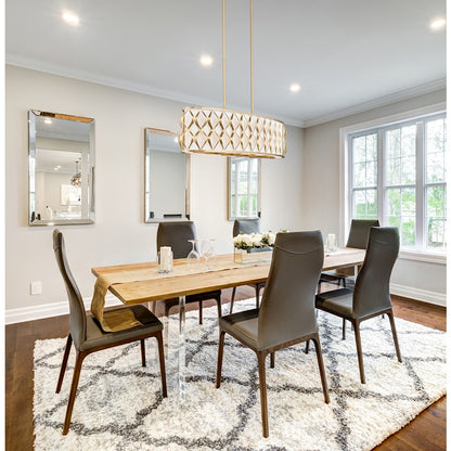 10 Light Linear Chandelier, Modern Gold