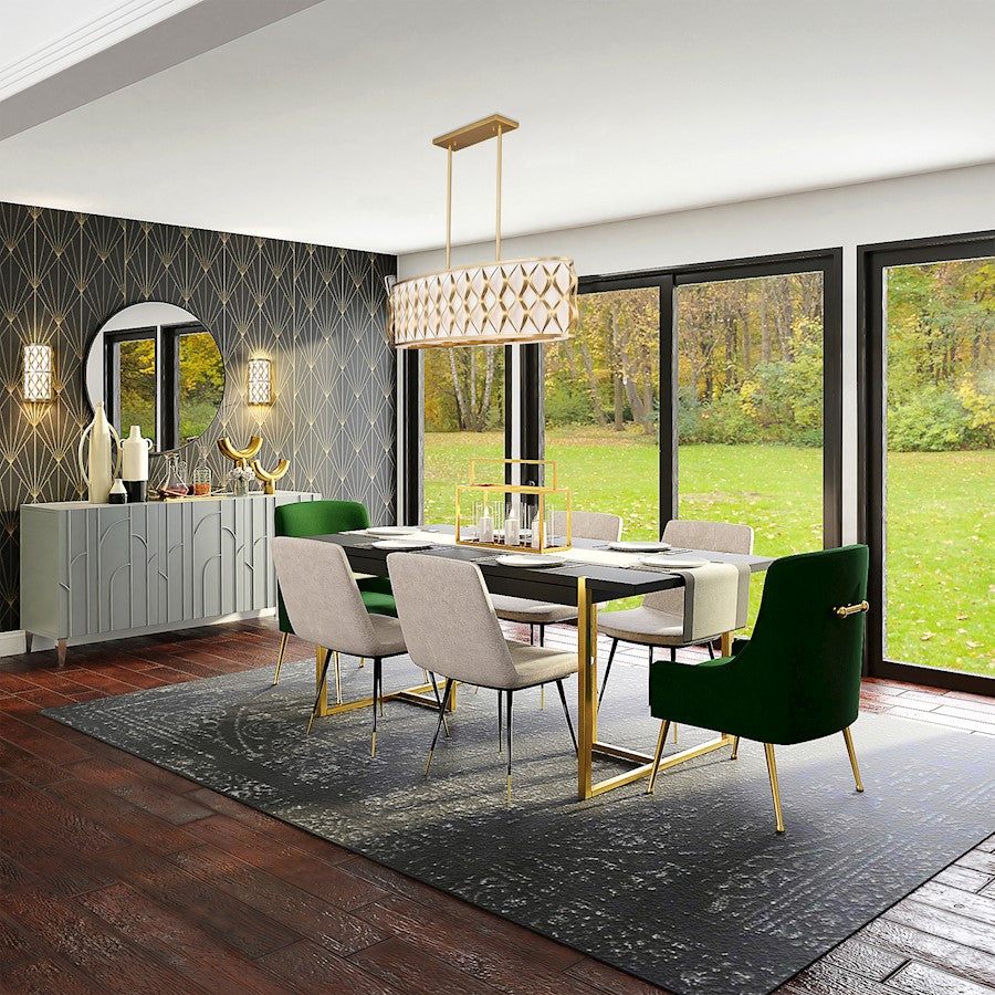 10 Light Linear Chandelier, Modern Gold