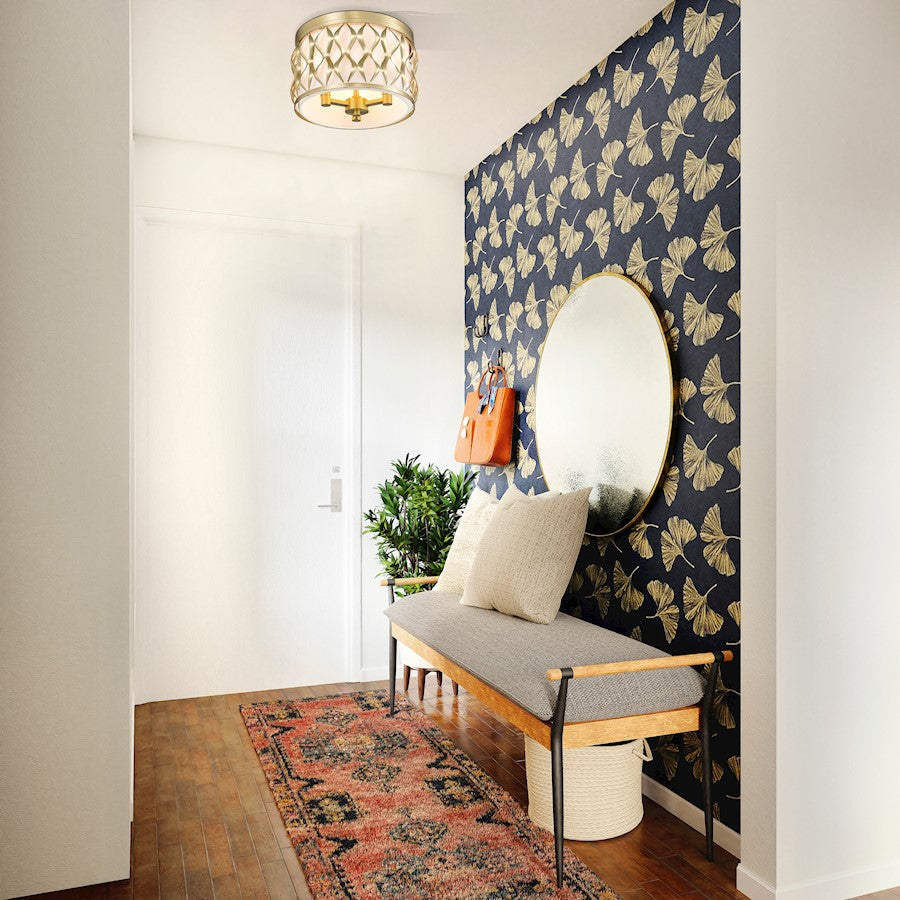 Z-Lite Harden 3 Light Flush Mount, Modern Gold/White