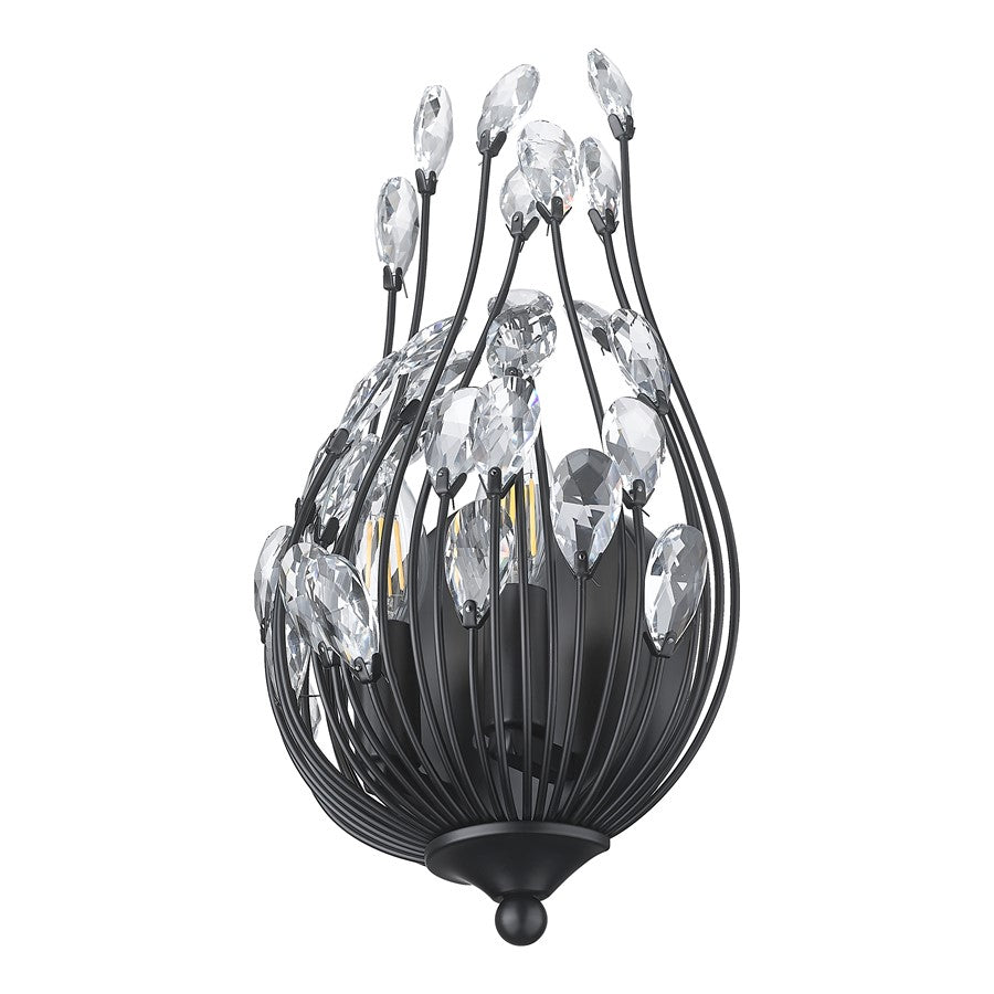Z-Lite Gabriella 2 Light Wall Sconce, Matte Black
