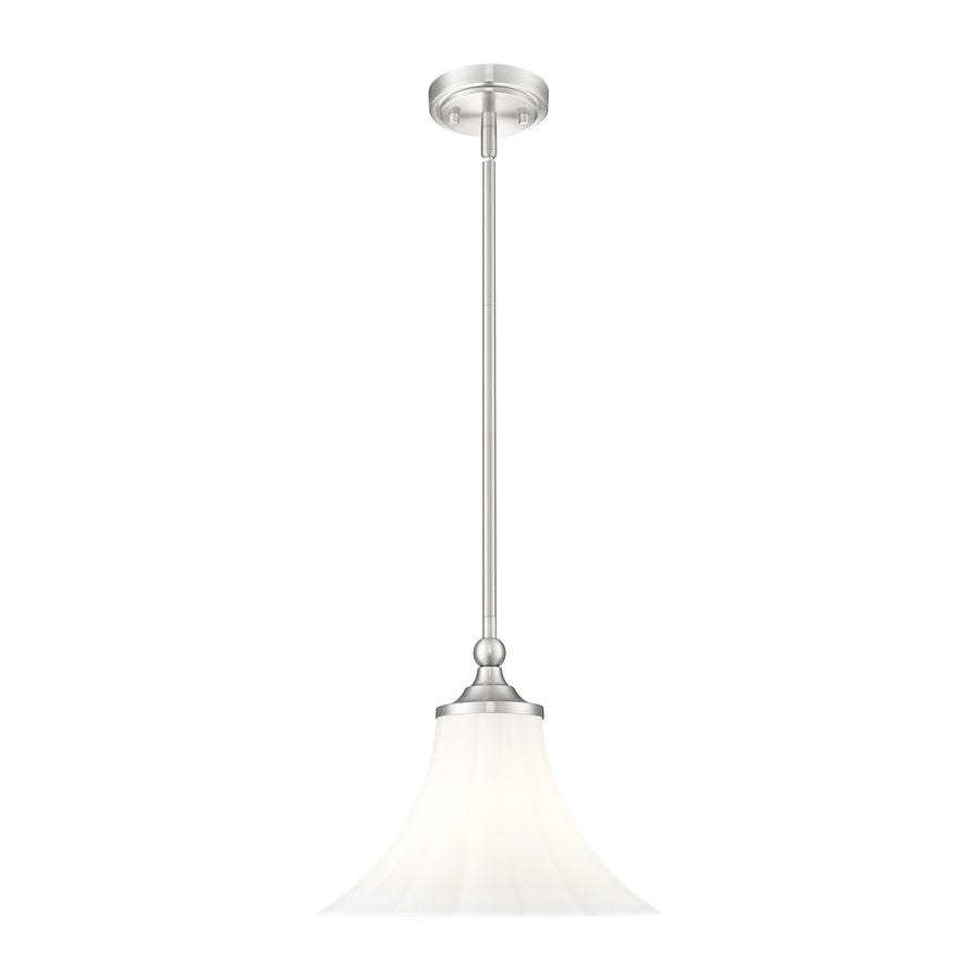 Z-Lite Fleur 1 Light 12" Pendant, Brushed Nickel/Opal Etched - 1958P12-BN