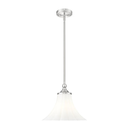 Z-Lite Fleur 1 Light 12" Pendant, Brushed Nickel/Opal Etched - 1958P12-BN