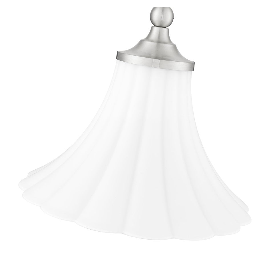 Z-Lite Fleur 1 Light 12" Pendant, Brushed Nickel/Opal Etched