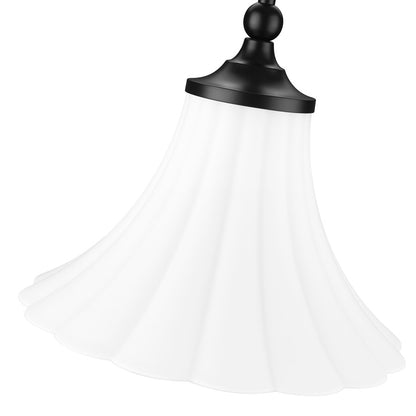 Z-Lite Fleur 1 Light 12" Pendant, Matte Black/Opal Etched