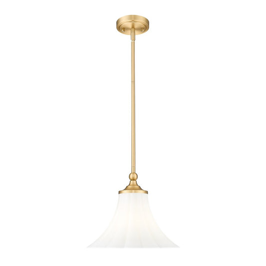 Z-Lite Fleur 1 Light 12" Pendant, Modern Gold/Opal Etched - 1958P12-MGLD