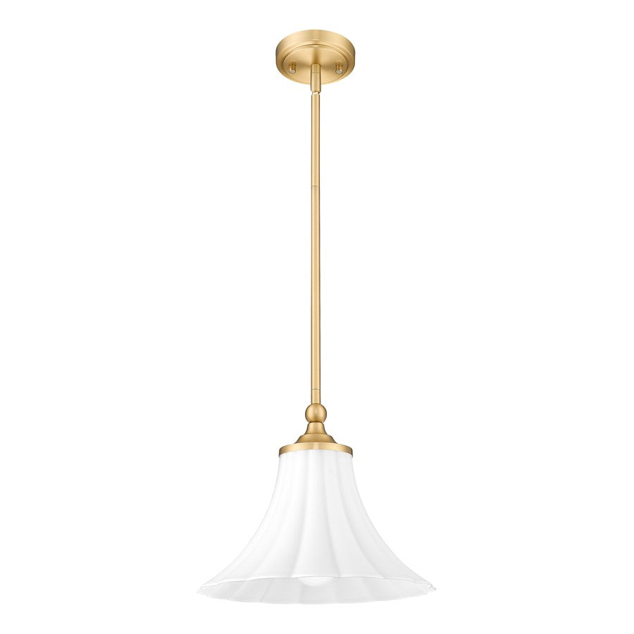 Z-Lite Fleur 1 Light 12" Pendant, Modern Gold/Opal Etched