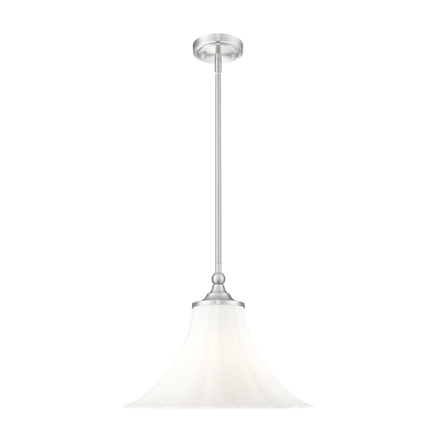 Z-Lite Fleur 1 Light 16" Pendant, Brushed Nickel/Opal Etched - 1958P16-BN