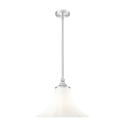 Z-Lite Fleur 1 Light 16" Pendant, Brushed Nickel/Opal Etched - 1958P16-BN