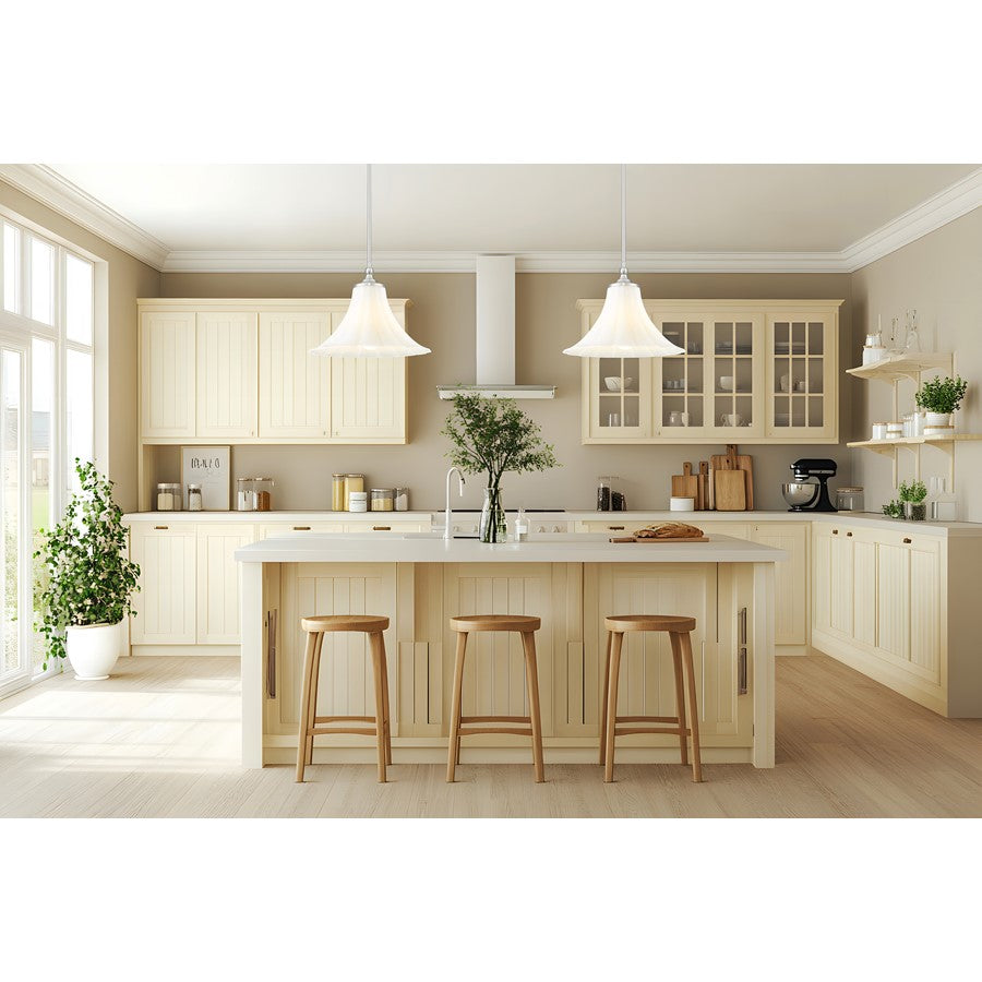 Z-Lite Fleur 1 Light 16" Pendant, Brushed Nickel/Opal Etched