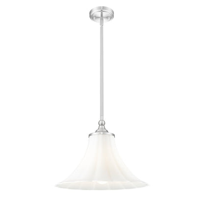 Z-Lite Fleur 1 Light 16" Pendant, Brushed Nickel/Opal Etched