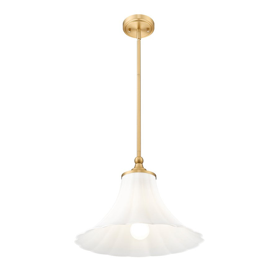 Z-Lite Fleur 1 Light 16" Pendant, Modern Gold/Opal Etched