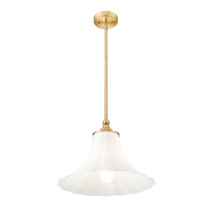 Z-Lite Fleur 1 Light 16" Pendant, Modern Gold/Opal Etched