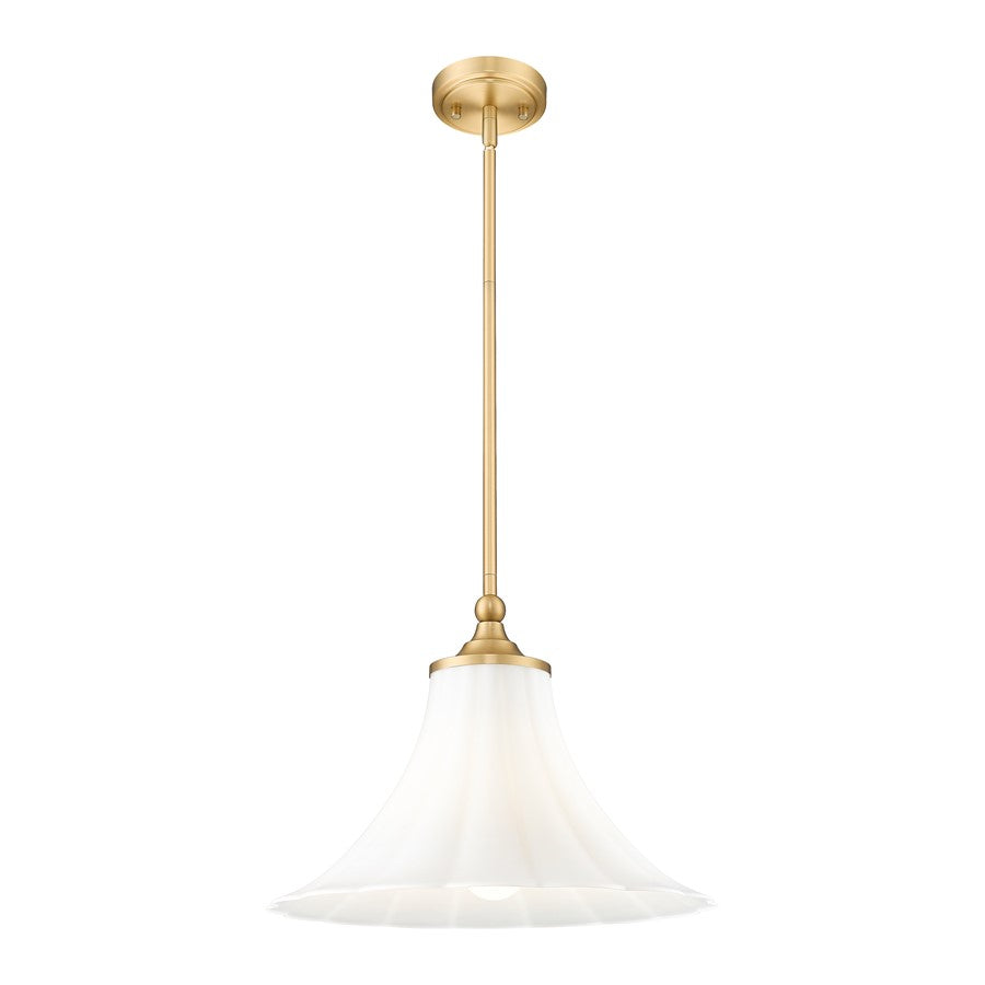 Z-Lite Fleur 1 Light 16" Pendant, Modern Gold/Opal Etched
