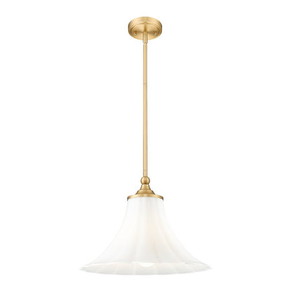 Z-Lite Fleur 1 Light 16" Pendant, Modern Gold/Opal Etched