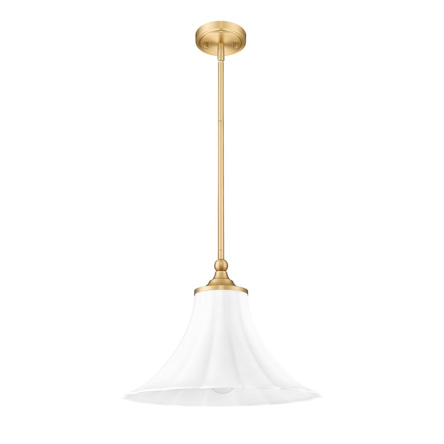 Z-Lite Fleur 1 Light 16" Pendant, Modern Gold/Opal Etched