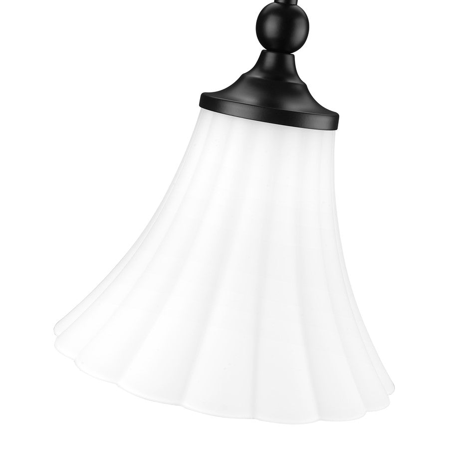 Z-Lite Fleur 1 Light 8" Pendant, Matte Black/Opal Etched