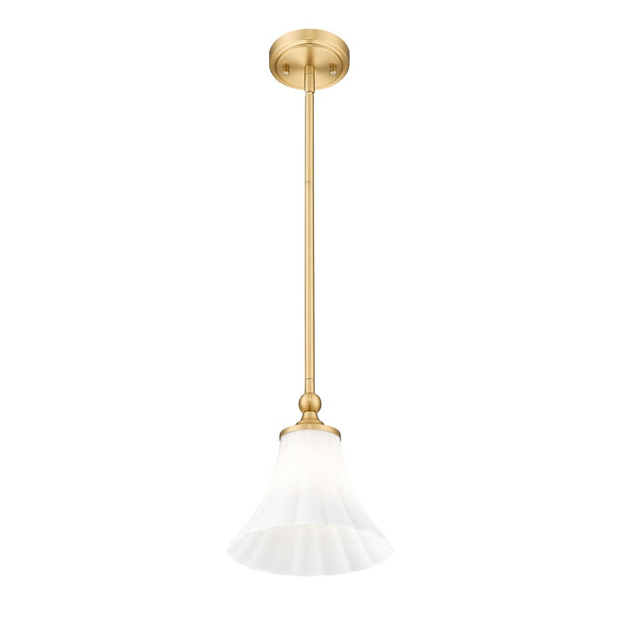 Z-Lite Fleur 1 Light 8" Pendant, Modern Gold/Opal Etched