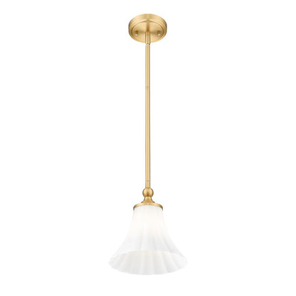 Z-Lite Fleur 1 Light 8" Pendant, Modern Gold/Opal Etched