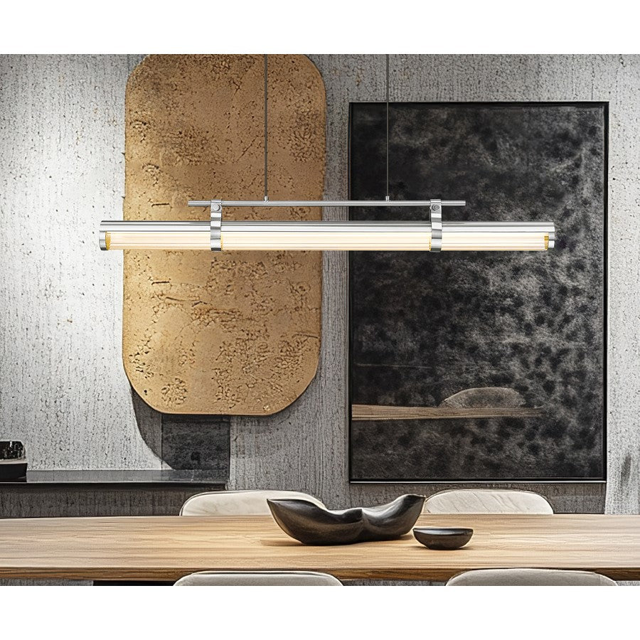 Z-Lite Benoit 1Lt 44" Linear Chandelier, Brushed Nickel/Clear