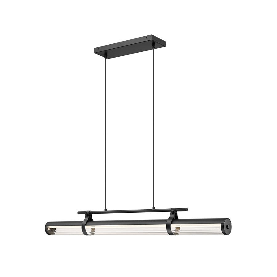 Z-Lite Benoit 1 Light 44" Linear Chandelier, Matte Black/Clear - 1959-44L-MB-LED
