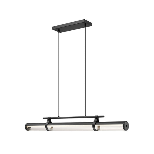 Z-Lite Benoit 1 Light 44" Linear Chandelier, Matte Black/Clear - 1959-44L-MB-LED