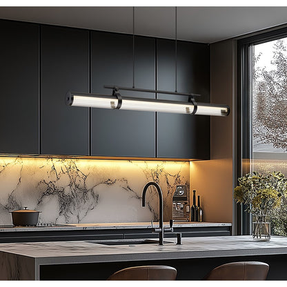 Z-Lite Benoit 1 Light 44" Linear Chandelier, Matte Black/Clear