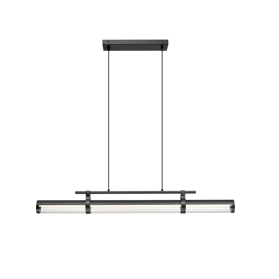 Z-Lite Benoit 1 Light 44" Linear Chandelier, Matte Black/Clear