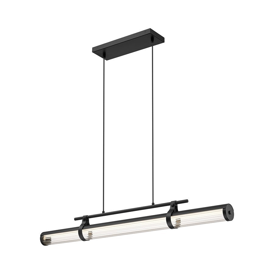 Z-Lite Benoit 1 Light 44" Linear Chandelier, Matte Black/Clear