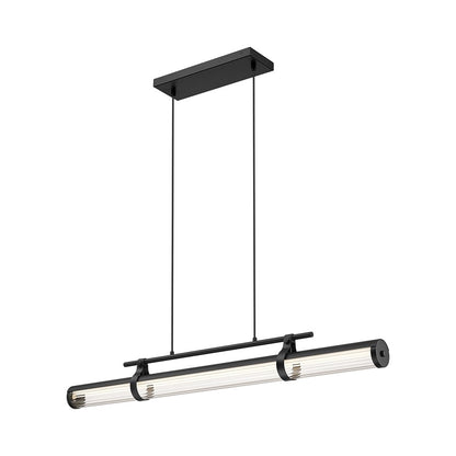 Z-Lite Benoit 1 Light 44" Linear Chandelier, Matte Black/Clear