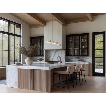 Z-Lite Benoit 1Lt 44" Linear Chandelier, Modern Gold/Clear