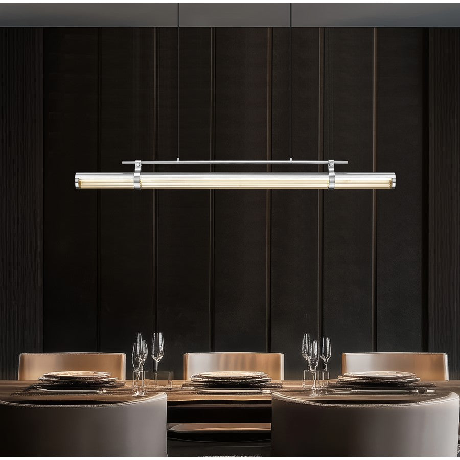 Z-Lite Benoit 1Lt 56" Linear Chandelier, Brushed Nickel/Clear