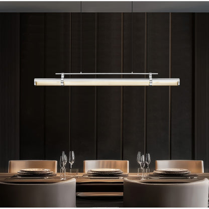 Z-Lite Benoit 1Lt 56" Linear Chandelier, Brushed Nickel/Clear