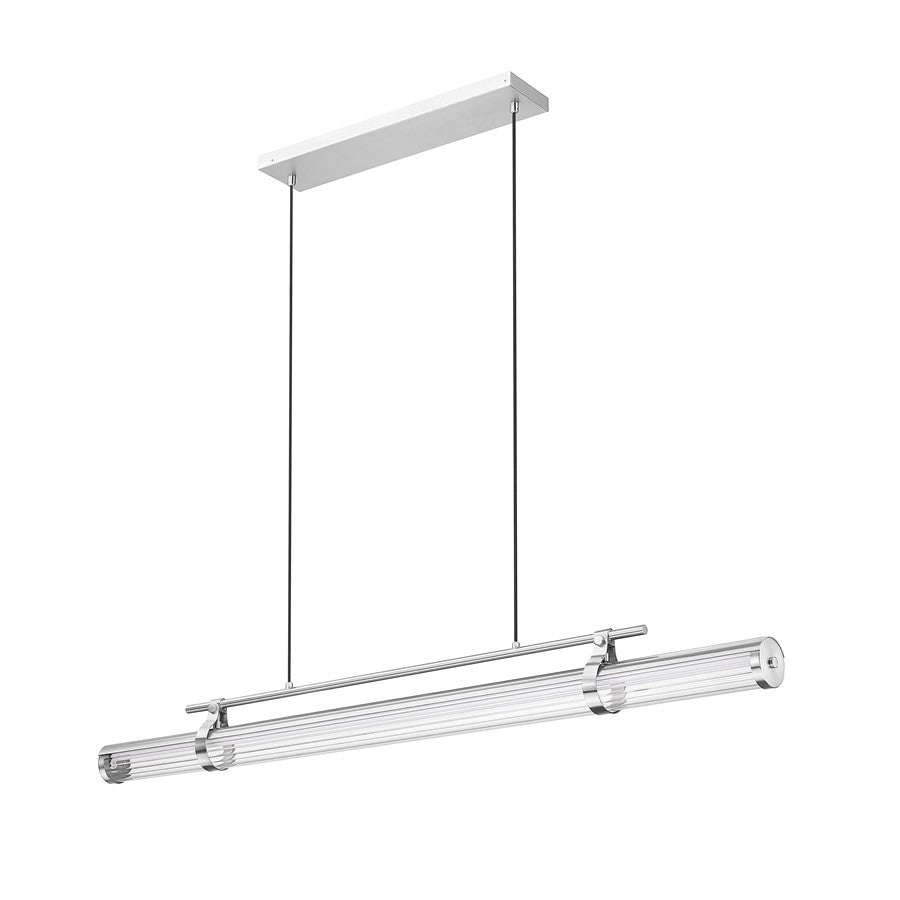 Z-Lite Benoit 1Lt 56" Linear Chandelier, Brushed Nickel/Clear