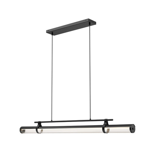 Z-Lite Benoit 1 Light 56" Linear Chandelier, Matte Black/Clear - 1959-54L-MB-LED