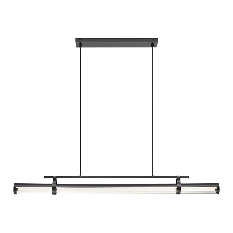Z-Lite Benoit 1 Light 56" Linear Chandelier, Matte Black/Clear
