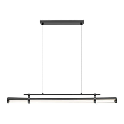 Z-Lite Benoit 1 Light 56" Linear Chandelier, Matte Black/Clear