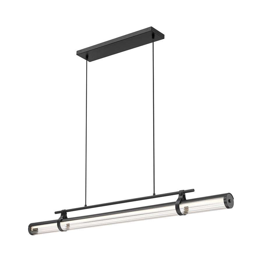 Z-Lite Benoit 1 Light 56" Linear Chandelier, Matte Black/Clear