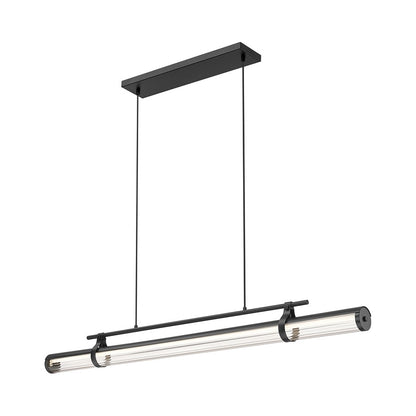 Z-Lite Benoit 1 Light 56" Linear Chandelier, Matte Black/Clear